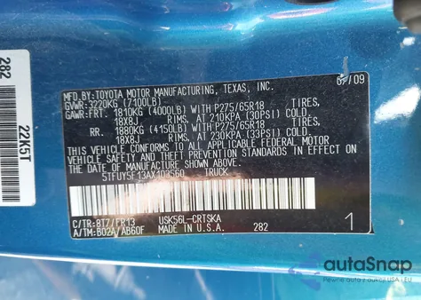 2010 Toyota Tundra Grade 5.7L V8 from USA, damaged, VIN 5TFUY5F13AX103560